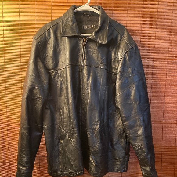 Firenze Other - Vintage Firenze Patchwork Black Leather Moto Bomber Jacket Size XXL